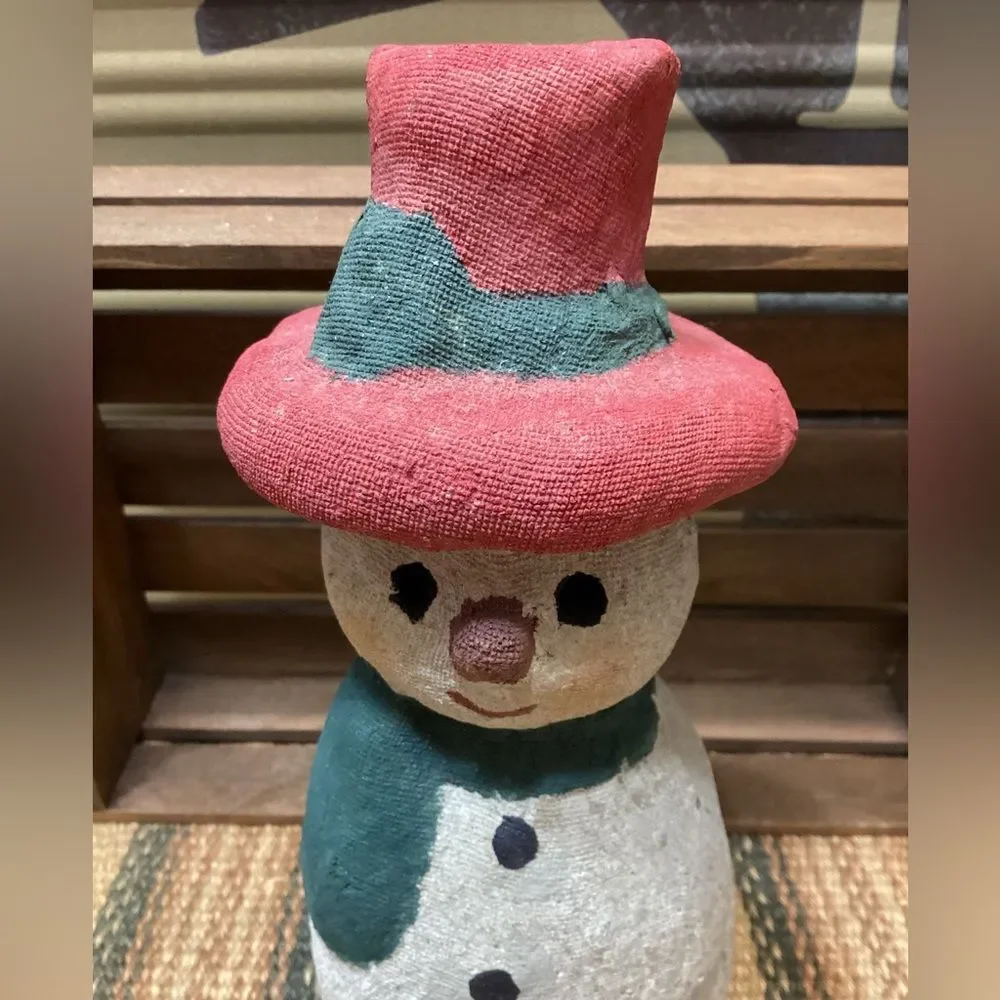 Snowman Stoneware Cloth Covered Hand Painted Christmas Decor 7